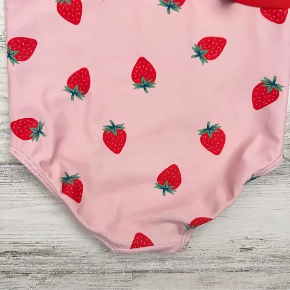 🌻3/$25 Tucker + Tate One Shoulder Swimsuit Girls 2T Pink Strawberry One Piece